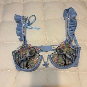 For Love and Lemons Blue Bow Bra